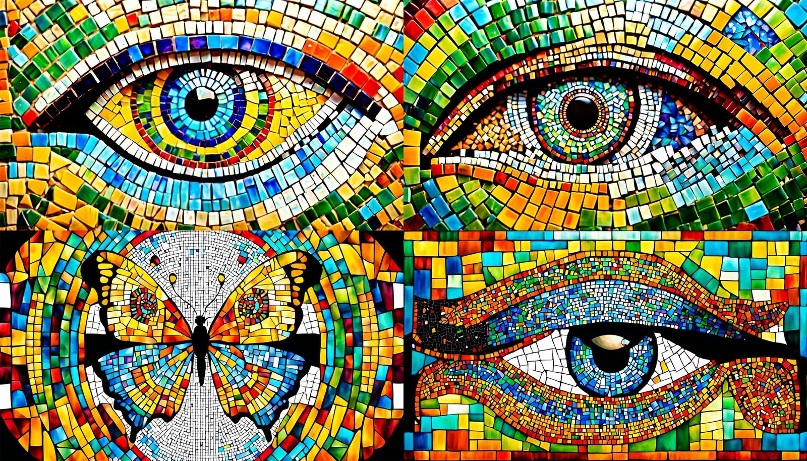 Colorful Butterfly Mosaic with Human Eye Pattern