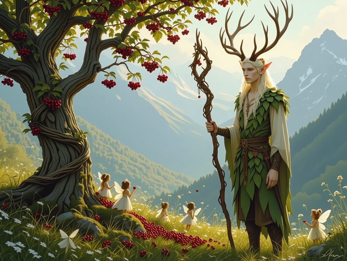 Whimsical Guardian of the Fairy Spring in a Mystical Landsca...