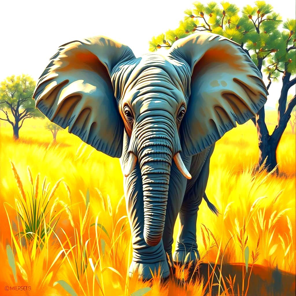 Cute Baby Elephant Plays in the Wild