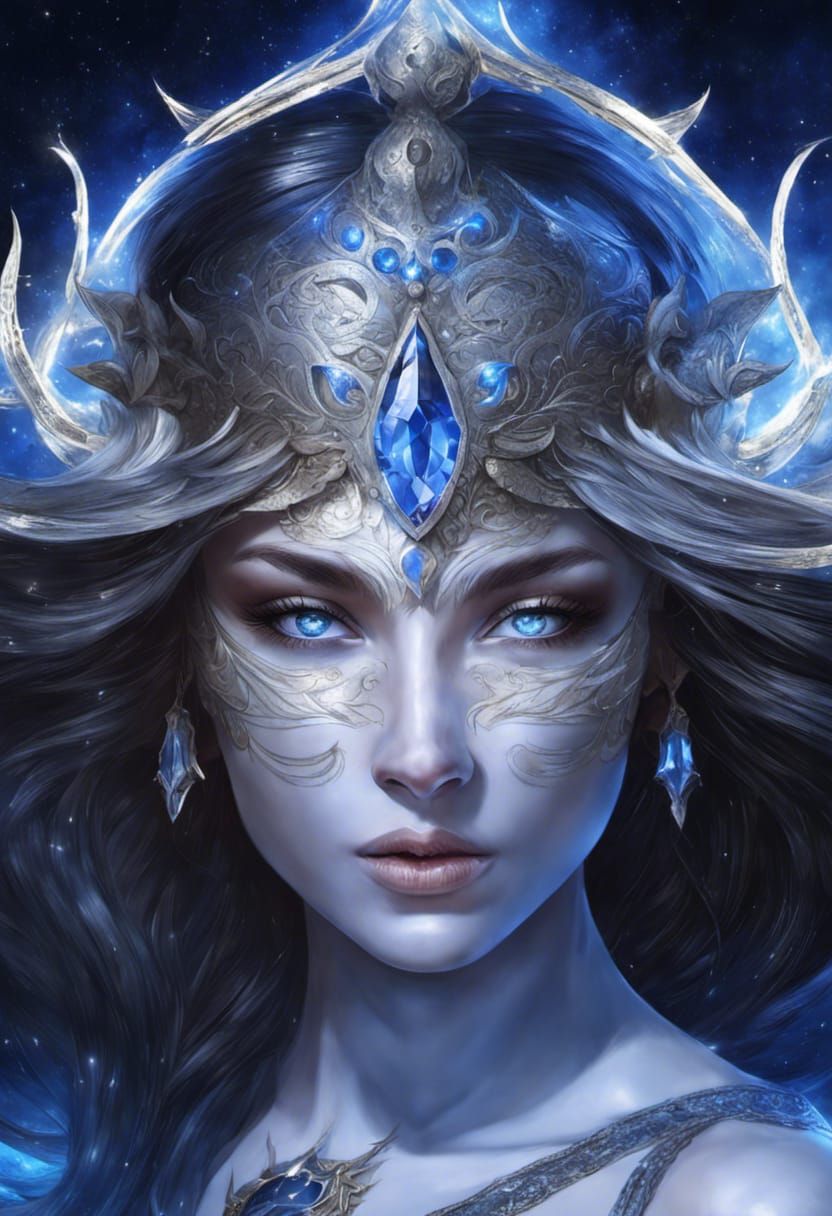 Ranni Portrait with White Aura in Starry Sky