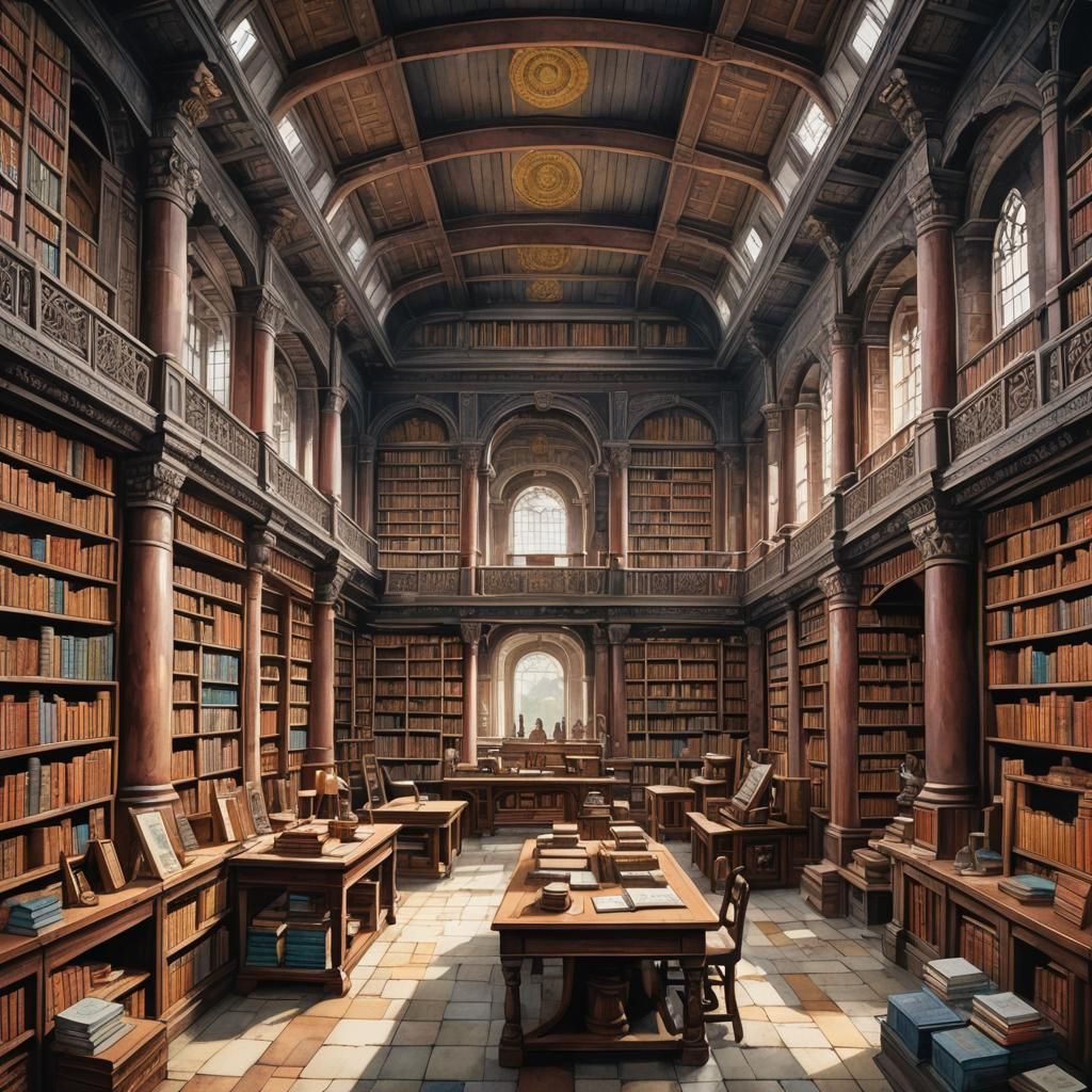 Concept art for the Great library of Nalanda