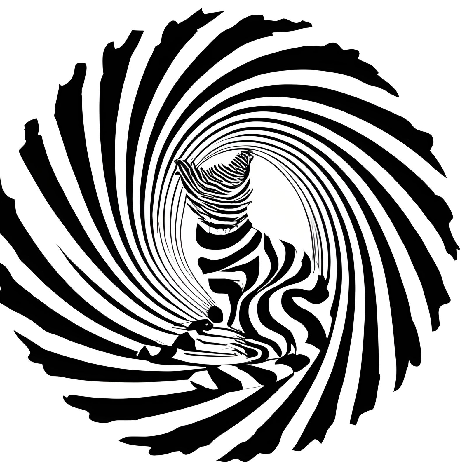 Striped Cat in Optical Illusion