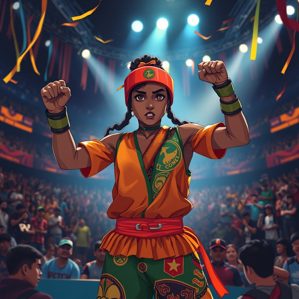 Congolese Girl Wins Tournament in Studio Trigger Anime Style