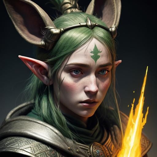 Hyperrealistic Elf Macbeth Portrait in Splash Art Style
