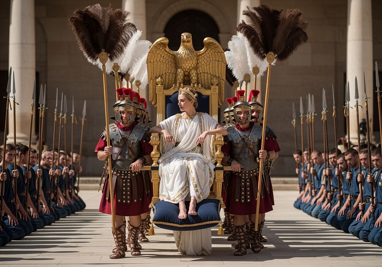 Roman Empress on Golden Throne, Classical Photography