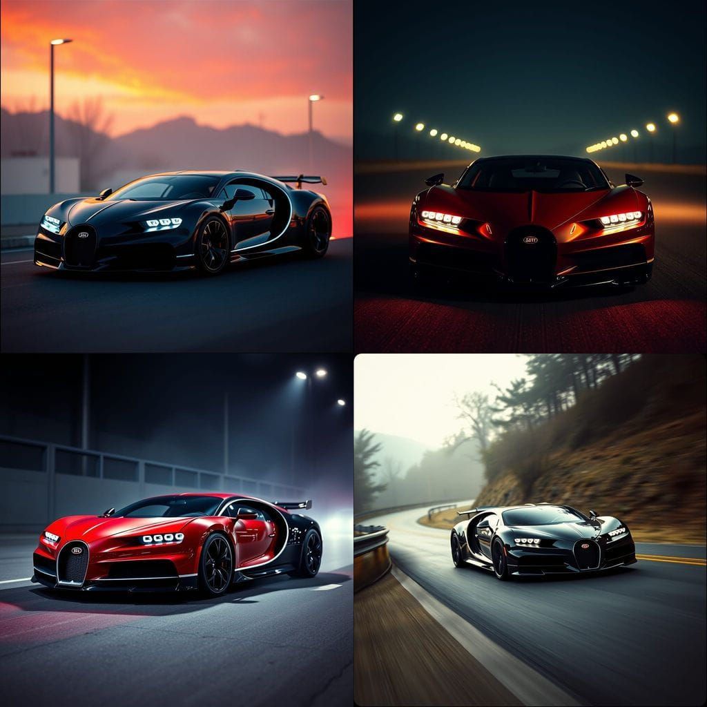 Bugatti Chiron-Inspired Supercar: Cinematic Film Still