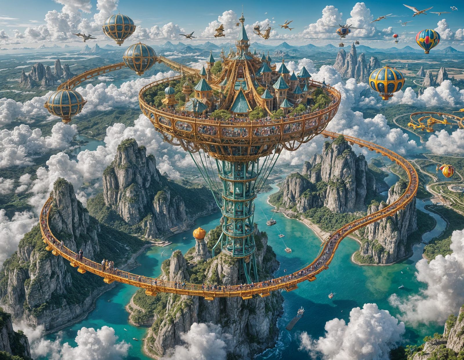 Dreamlike Sky Theme Park on Floating Islands