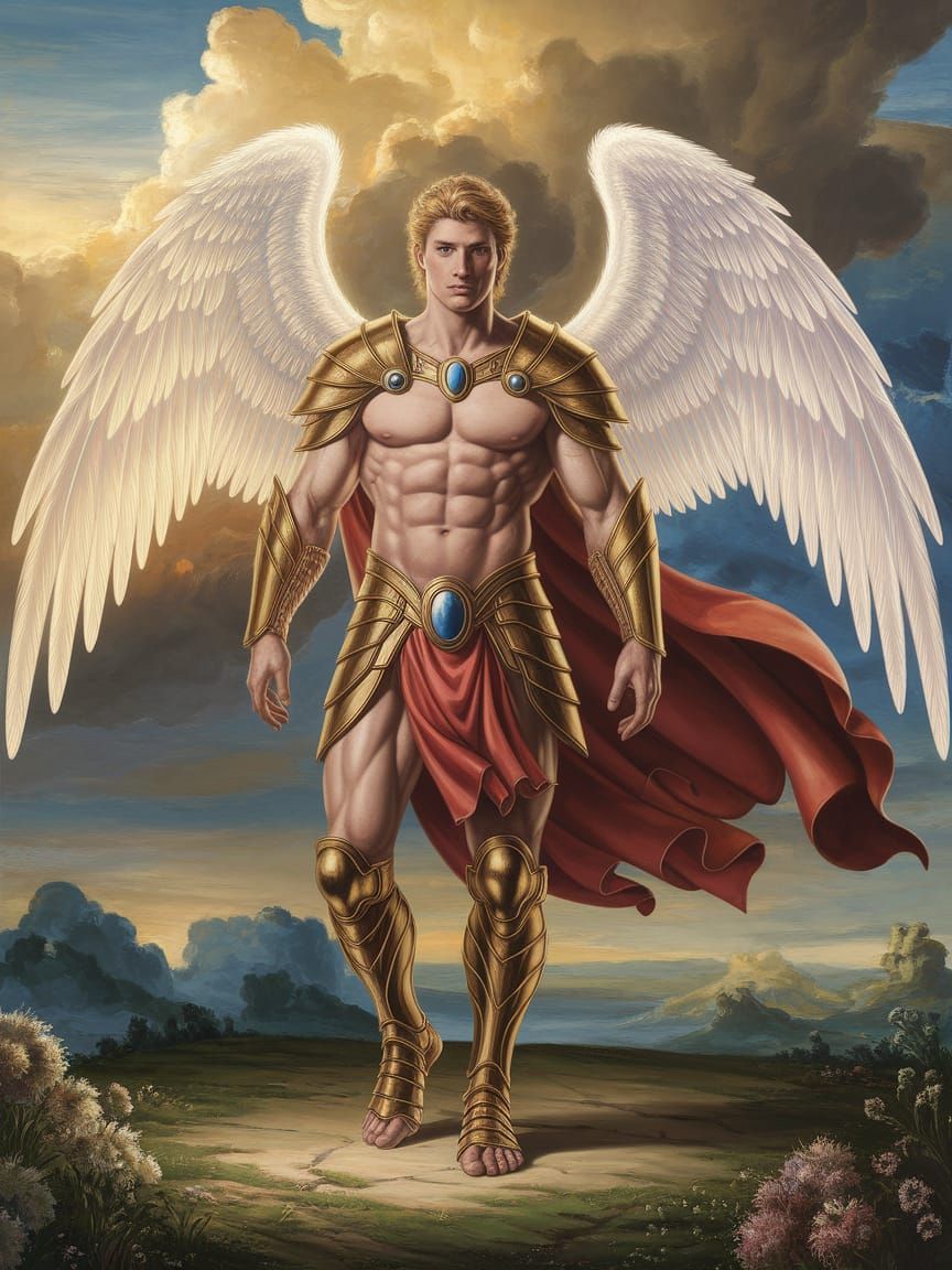 Celestial Warrior in Renaissance Style With Wings