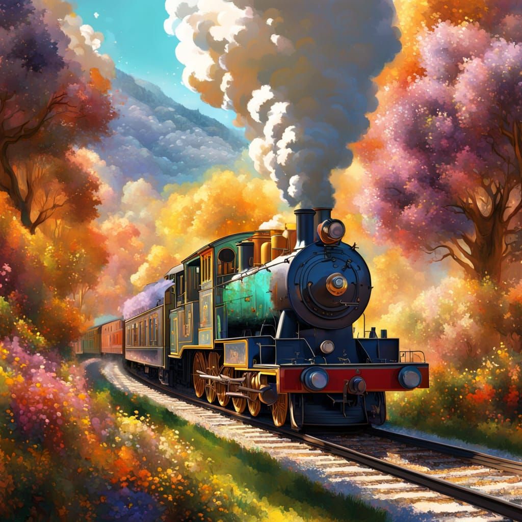 Elegant Fantasy Train in Vibrant Colors