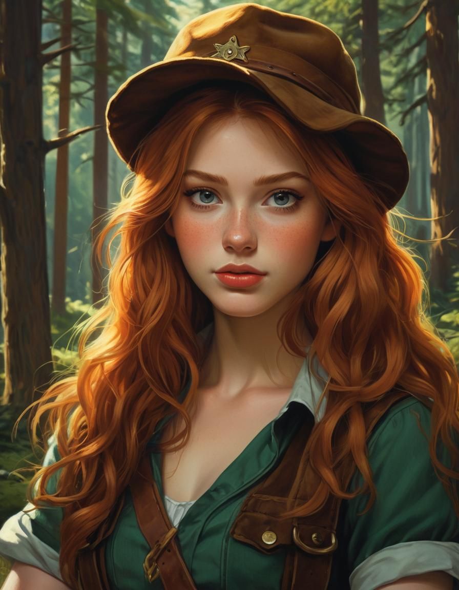 Realistic Wendy Corduroy Portrait in Forest Paradise