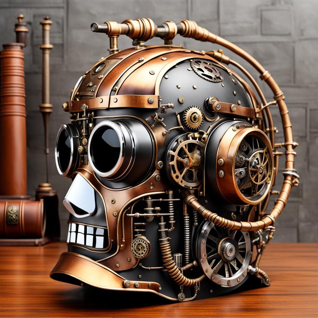 Steampunk Robot Helmet Engine Design