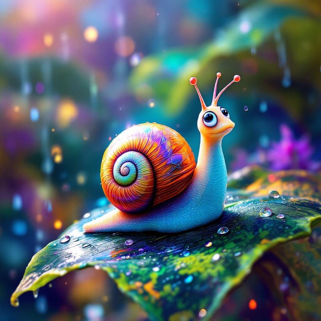 Vivid Snail in Holographic Astral Cosmic Illustration