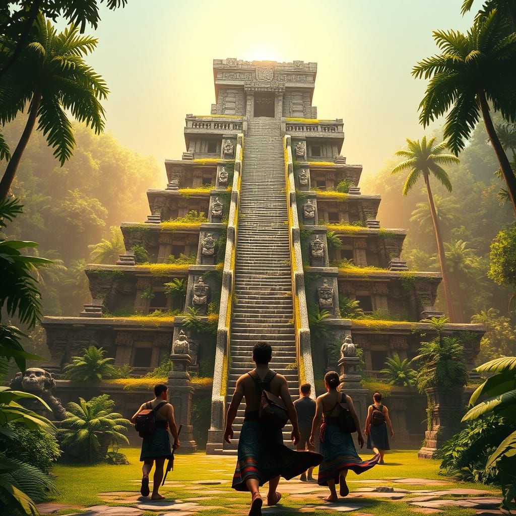 Ancient Mesoamerican Temple Rises from the Jungle in Vibrant...