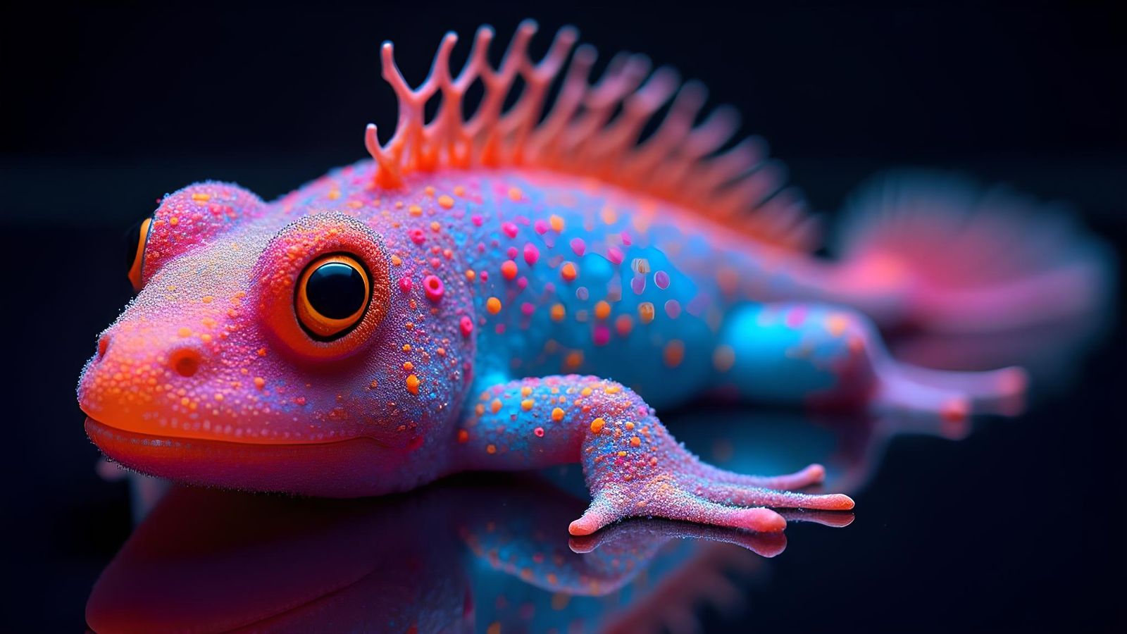 Vibrant Fishlizard with Adularescence in HDR