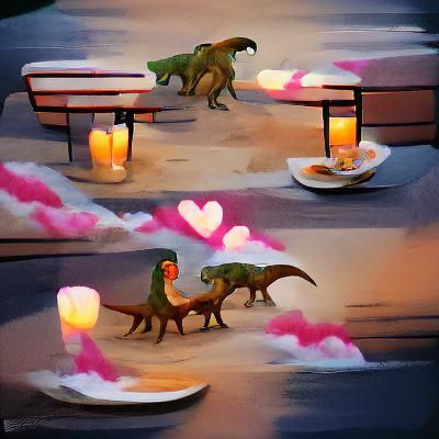 Dinosaurs Enjoy a Romantic Date Night