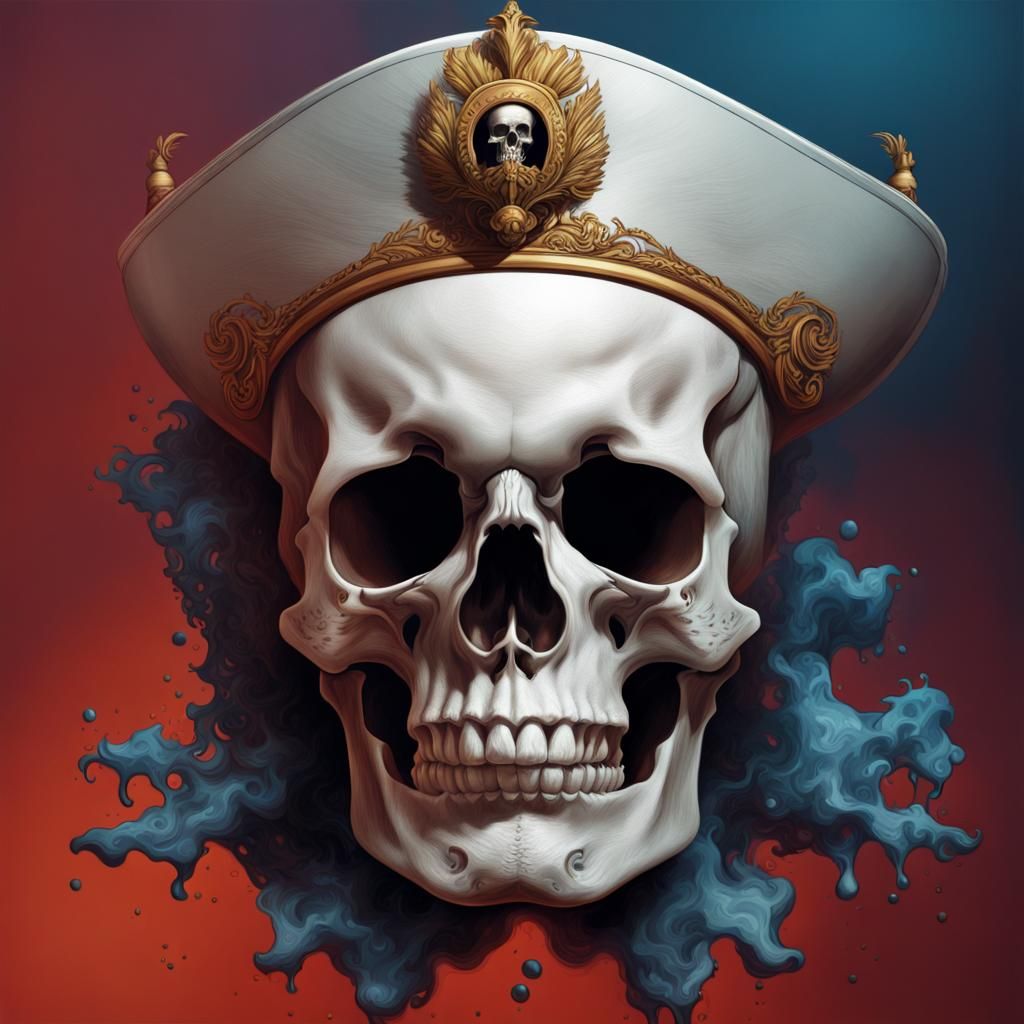 Hyperrealistic Skull with Bicorn in Vladimir Chebakov Style