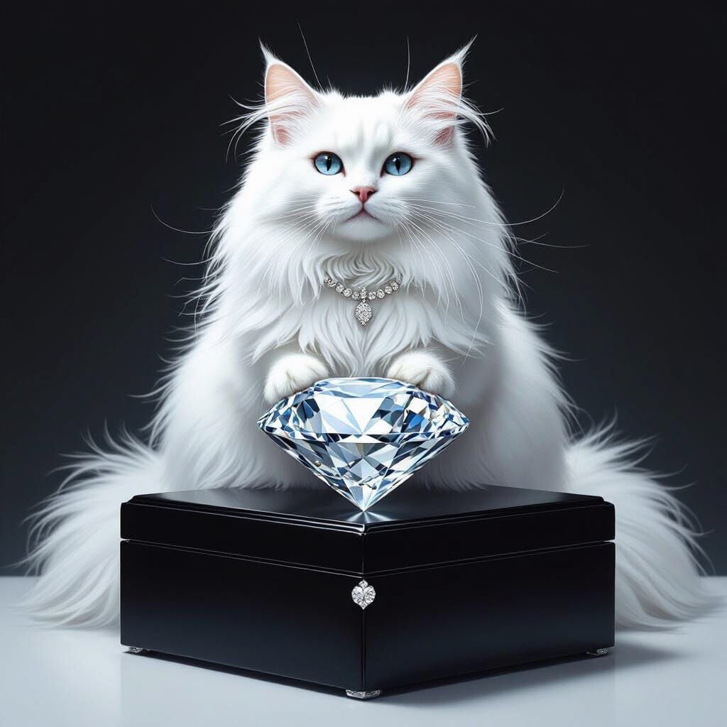 Cat on Diamond: Hyperrealistic Art