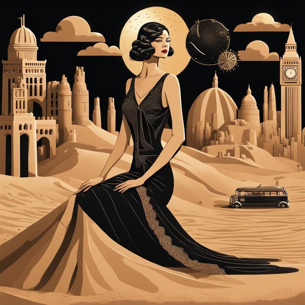 Art Deco Sand Woman Cutting Piñata