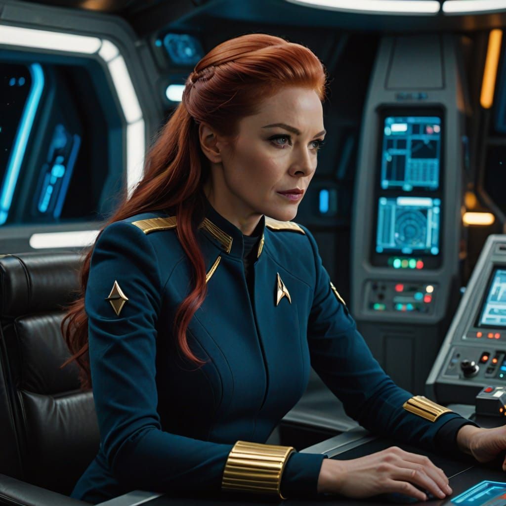 Starfleet Officer at Science Station in Star Trek Style