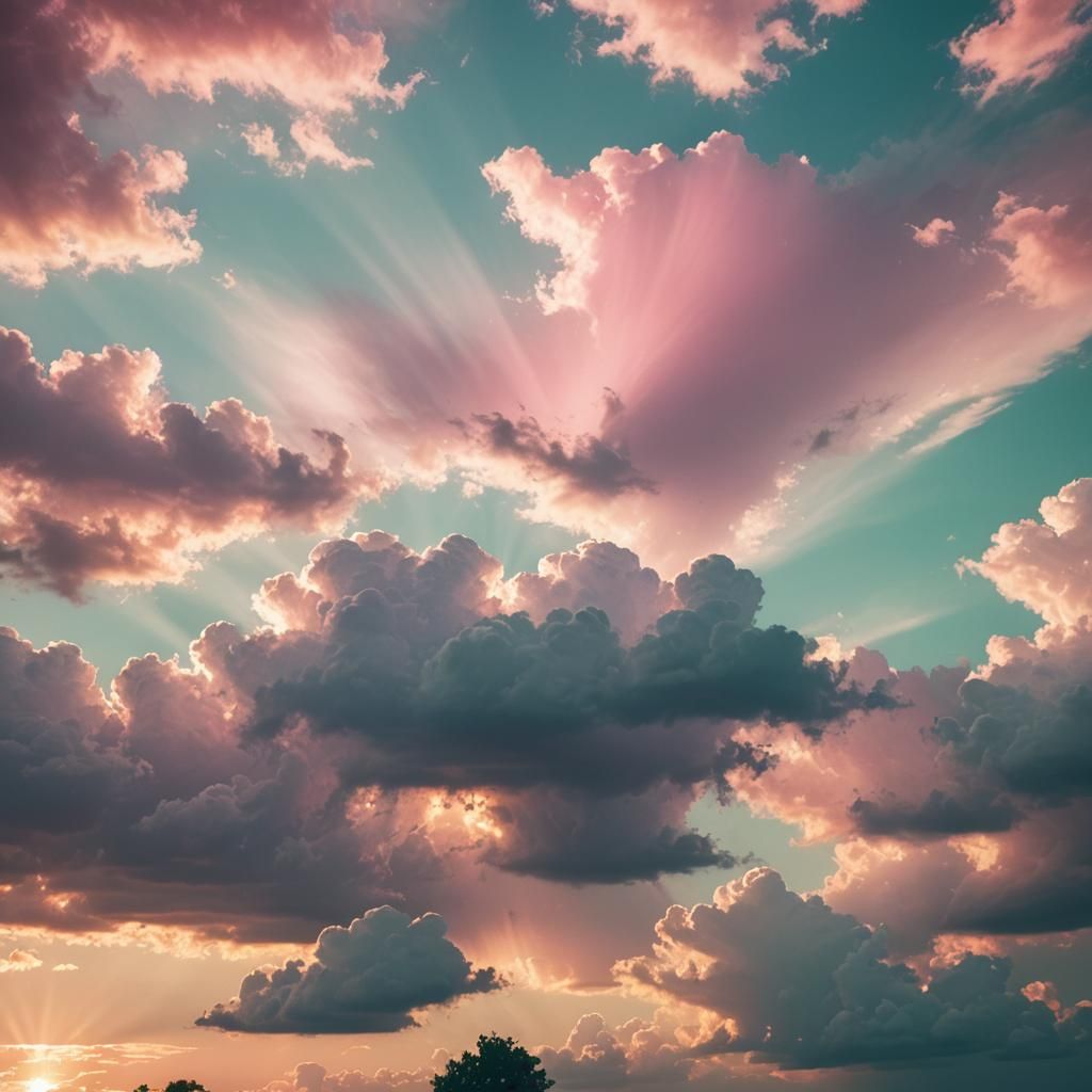 Green Landscape with Pink Sky in Soft Focus