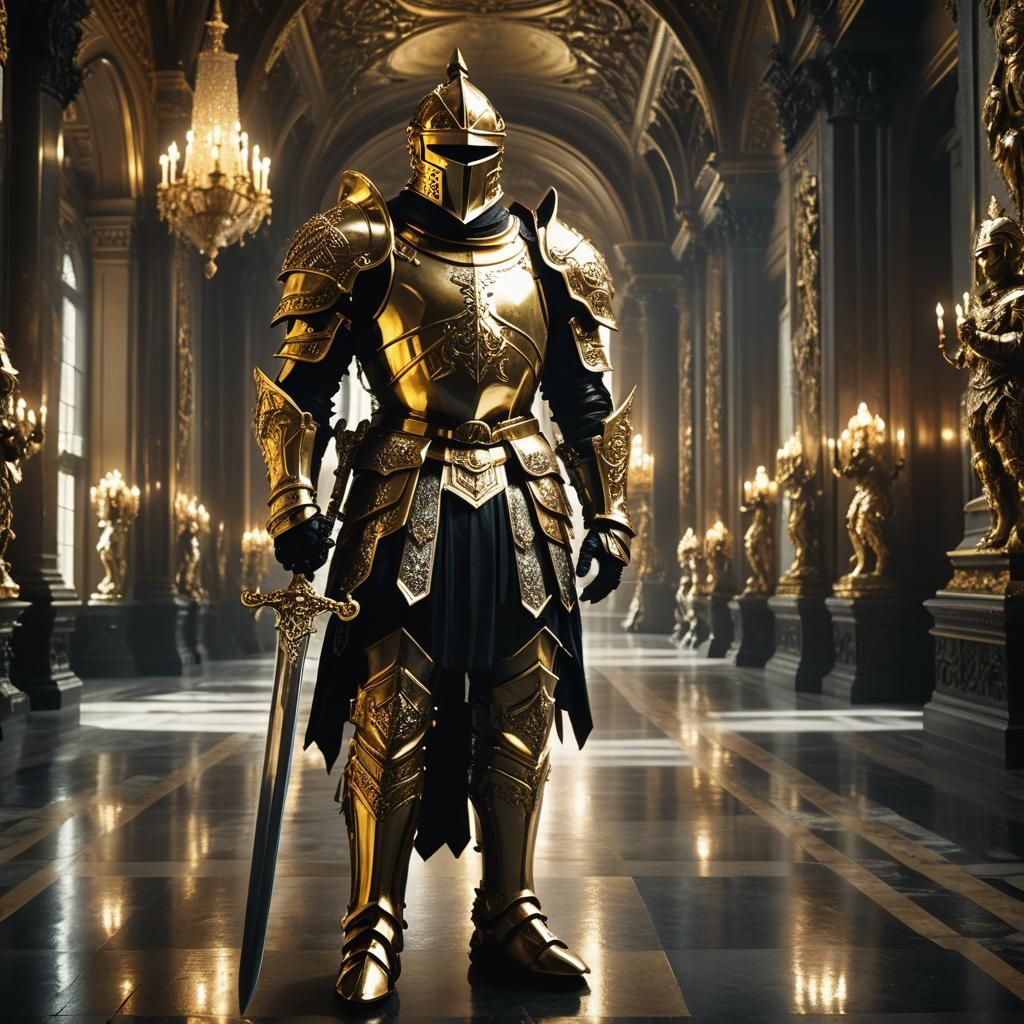 Knight in Golden Armor: Cinematic Film Still