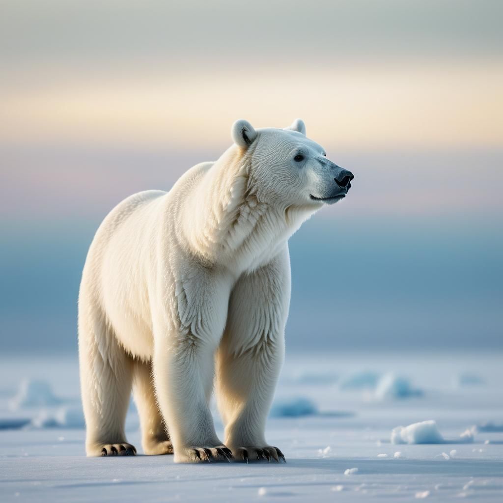 White Bear on Arctic Ice in Soft Focus