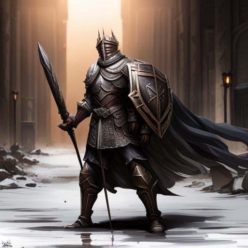 Tower Knight Guarding Gate: Digital Matte Painting