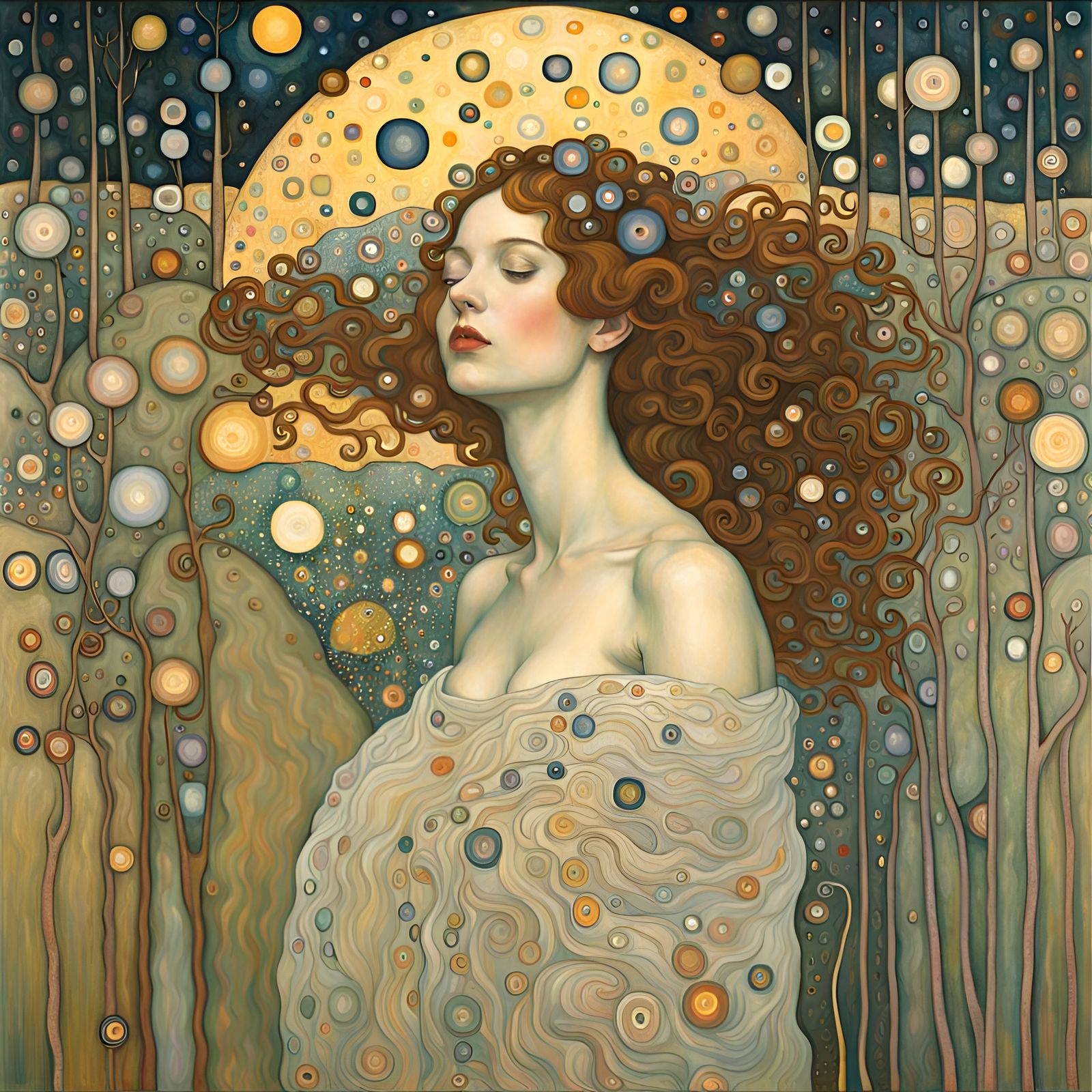 Symbolist Album Art in Klimt Style