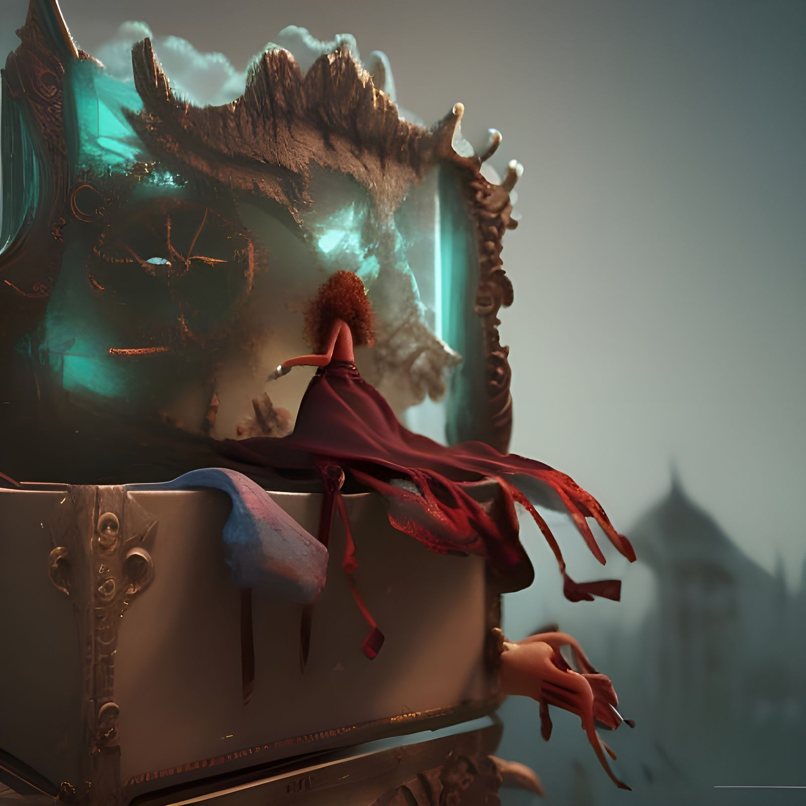 Scary Doll Inside the Box: Detailed Matte Painting