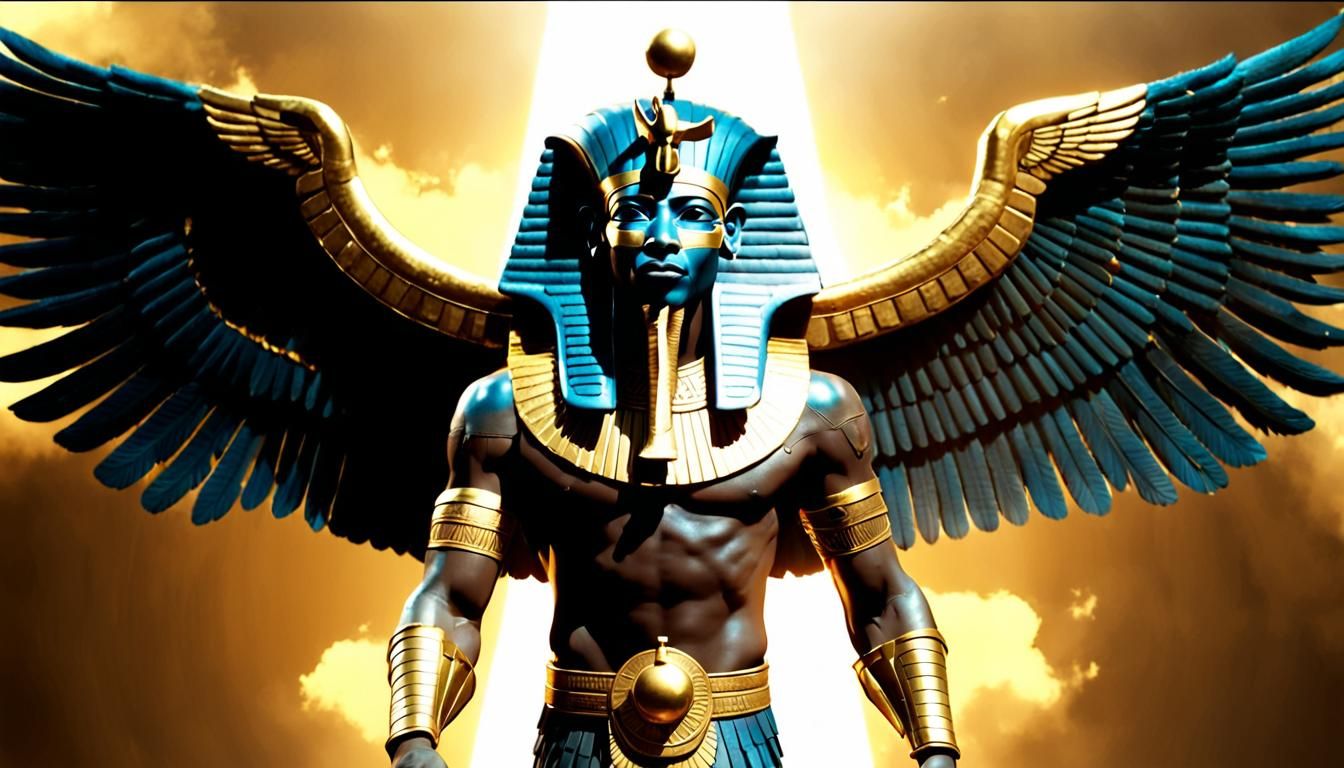 Horus, Egyptian God of the Sky, Strikes with Lightning
