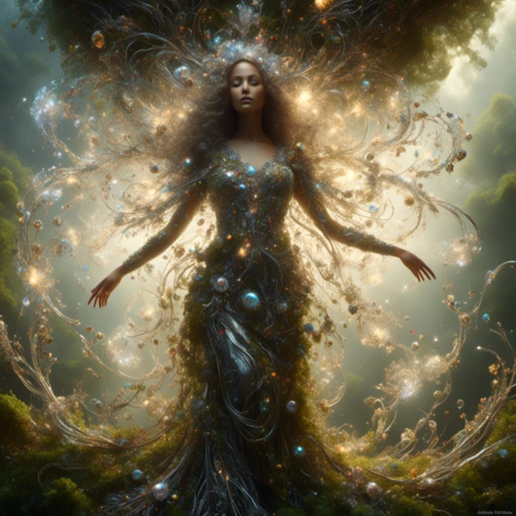 Ethereal Forest Woman Wrapped in Vines