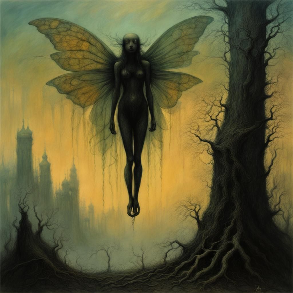 Surreal Fairy in Gothic Art Style
