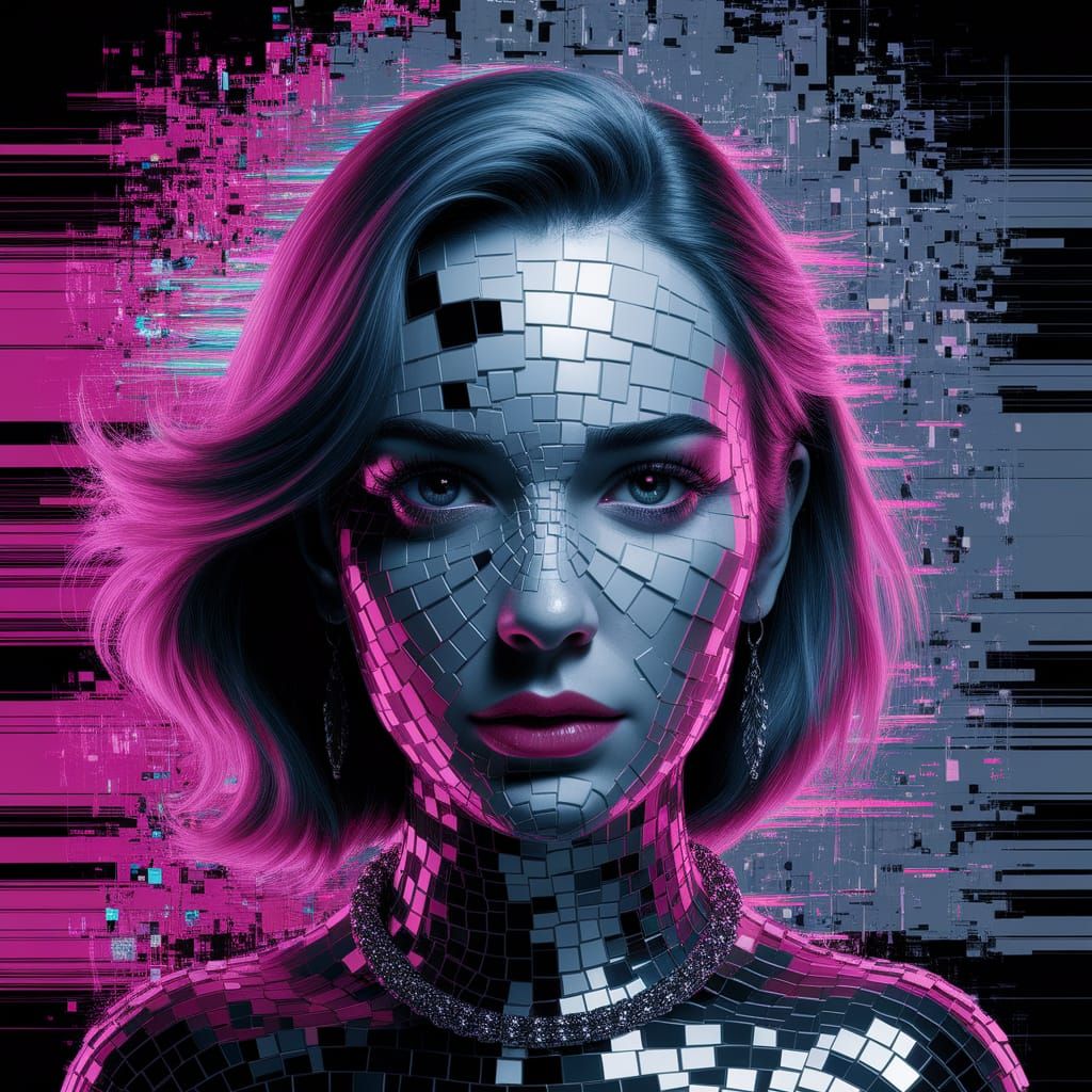 Fragmented Emotion: A Glitch Art Portrait in Digital Shards