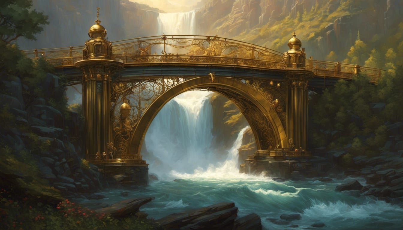 Steampunk Bridge Over Niagara Falls: A Digital Masterpiece