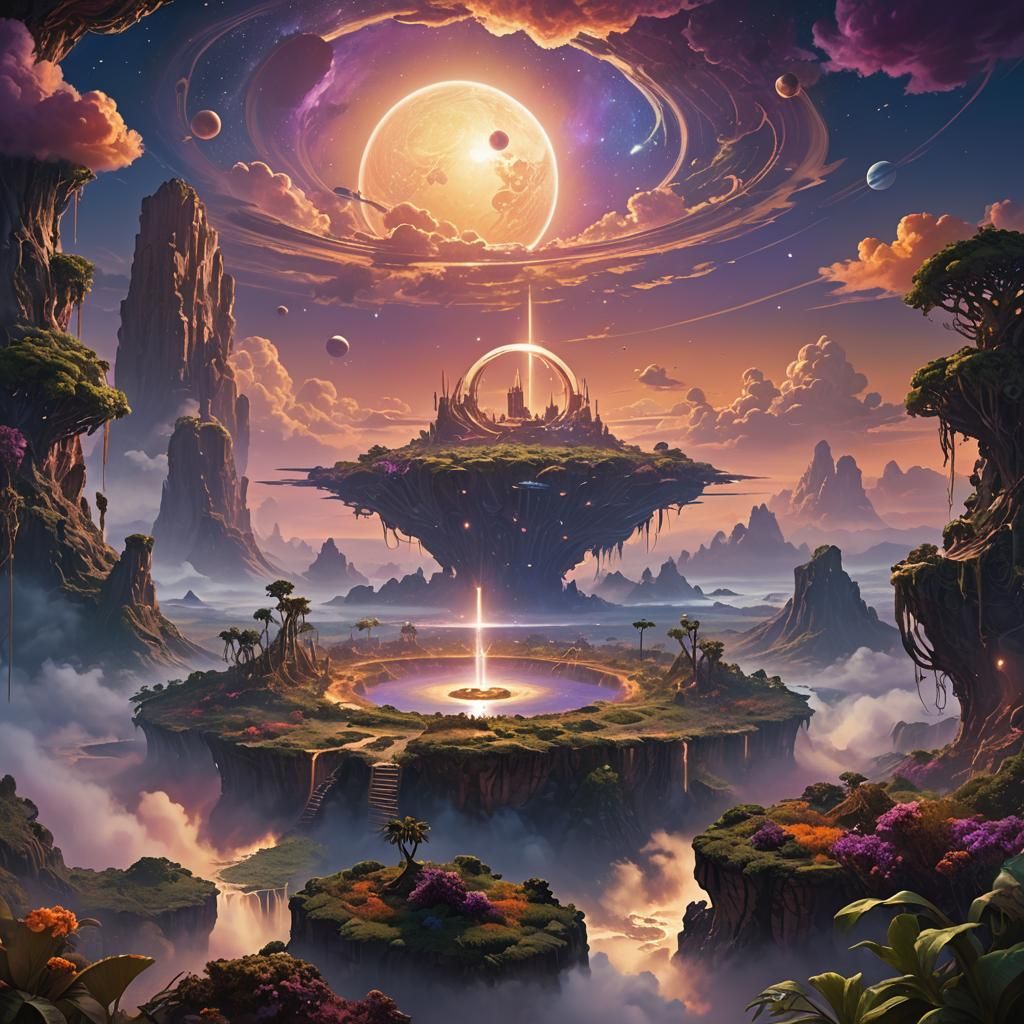 Desert Island Floating Above Saturn's Rings