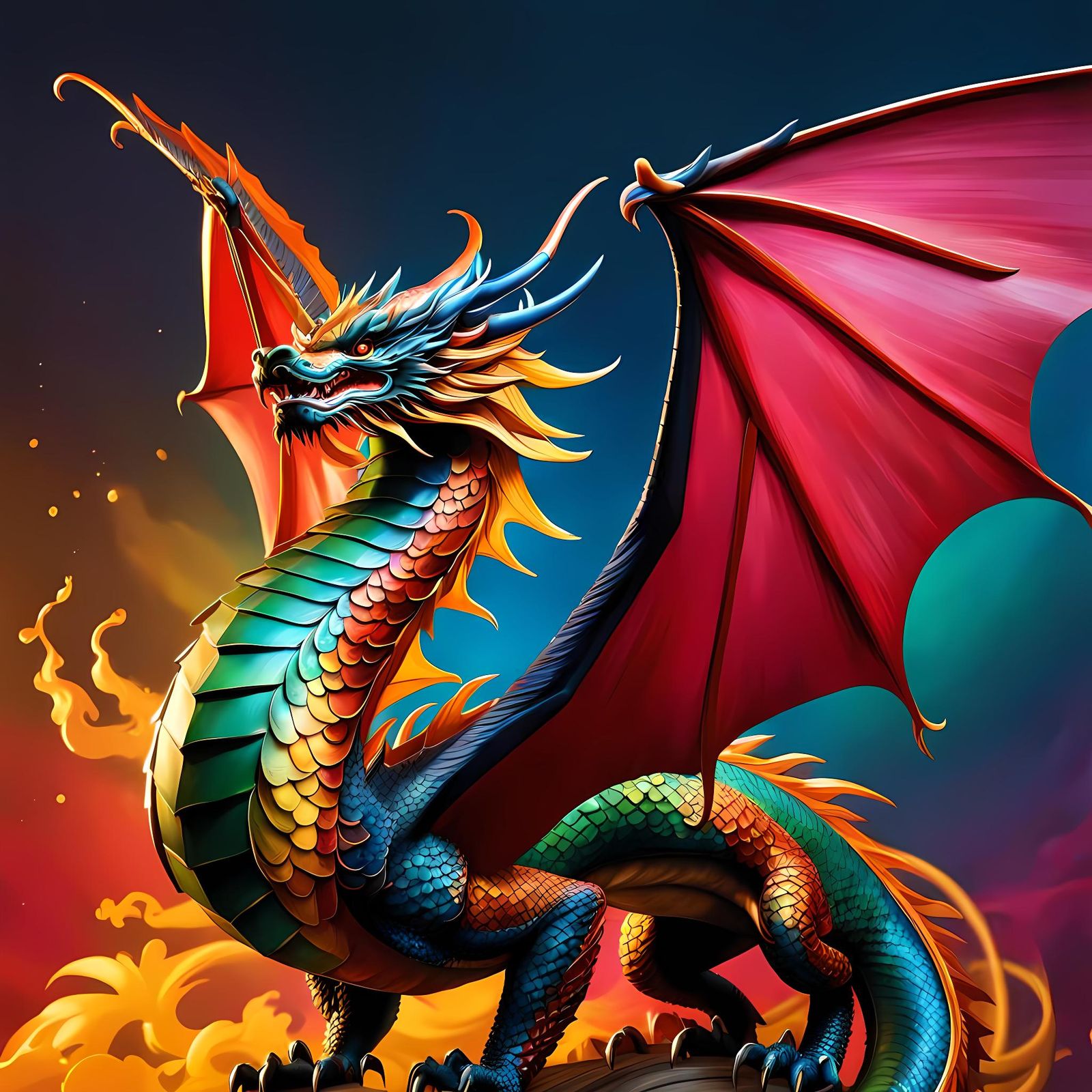 Hyperrealistic Oriental Dragon Splash Art