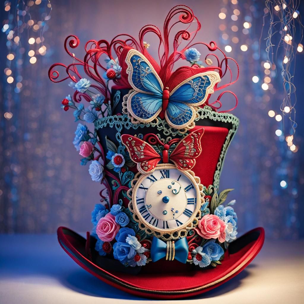 Blooming 3D Cross-Stitch Mad Hatter Top Hat