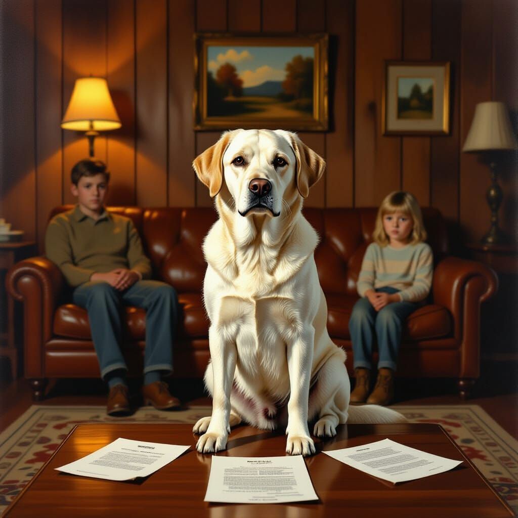 Labrador Retriever in 1970s Home, Hopper Style