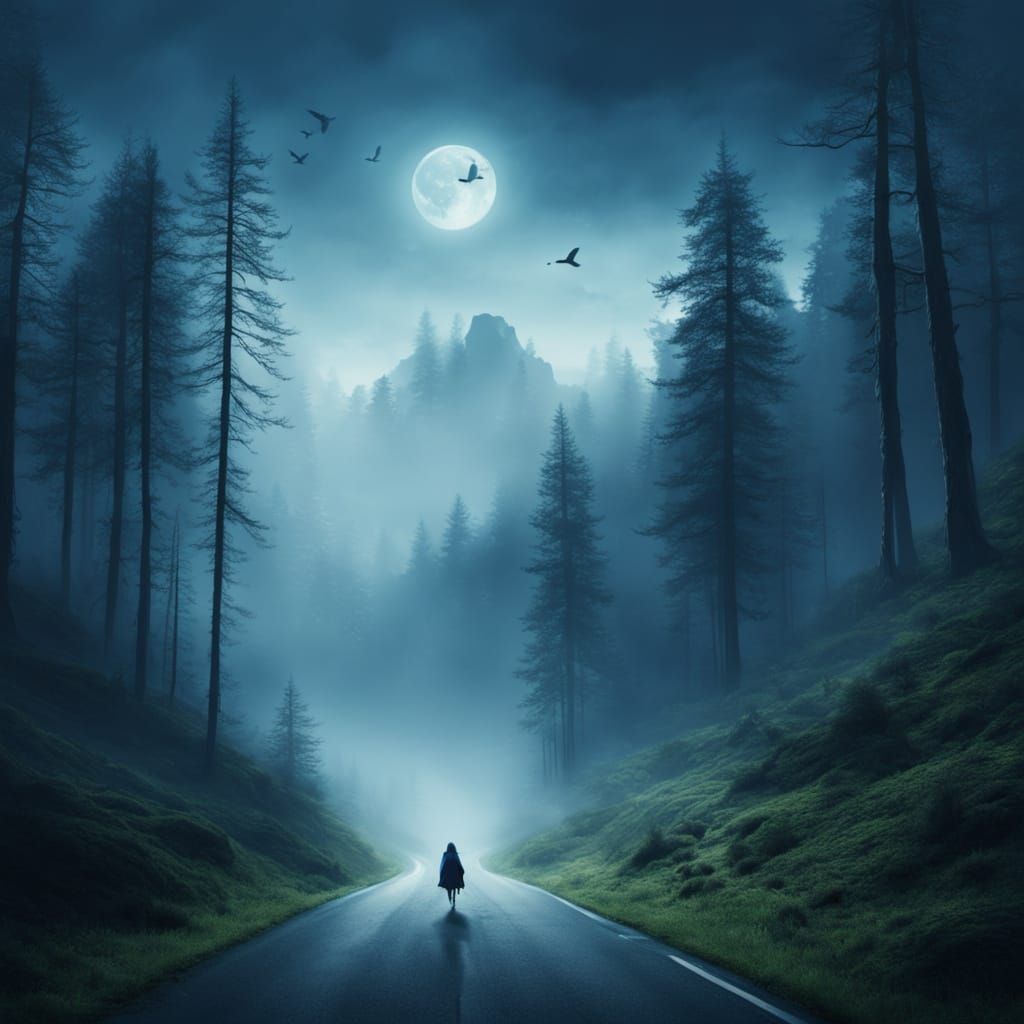 Mystical Angel Overlooking Mountain Road Trip