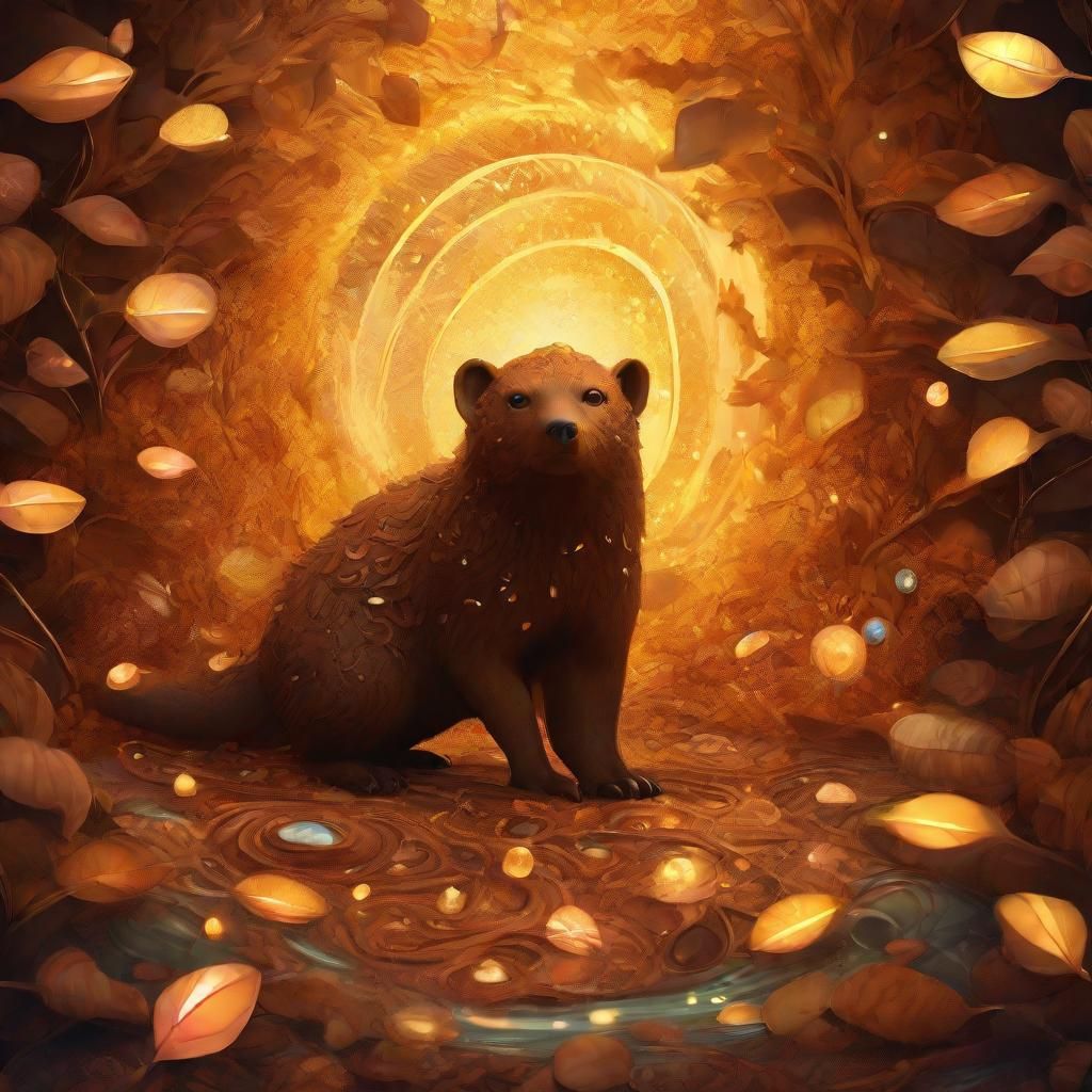 Brown Creature in Bioluminescent Vortex Concept Art