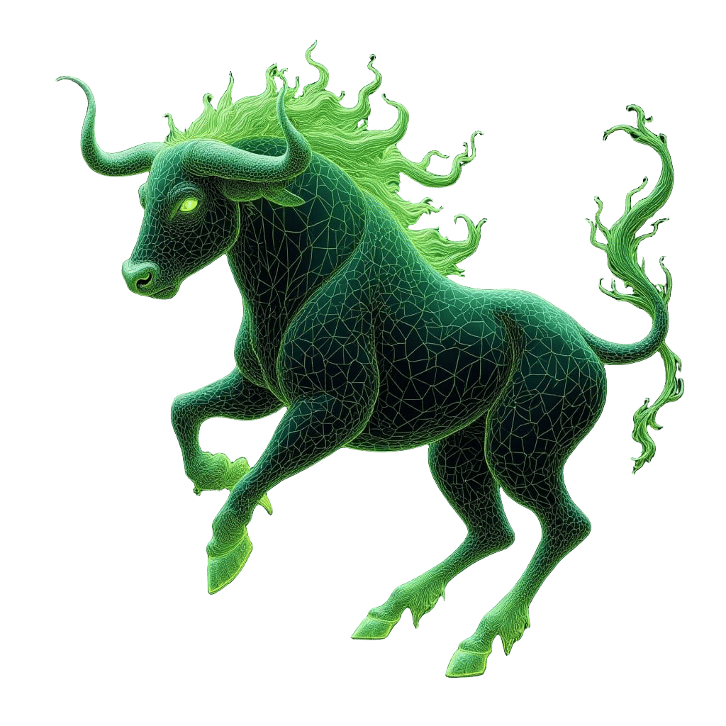 Celestial Bull Zodiac Symbol in Luminous Green