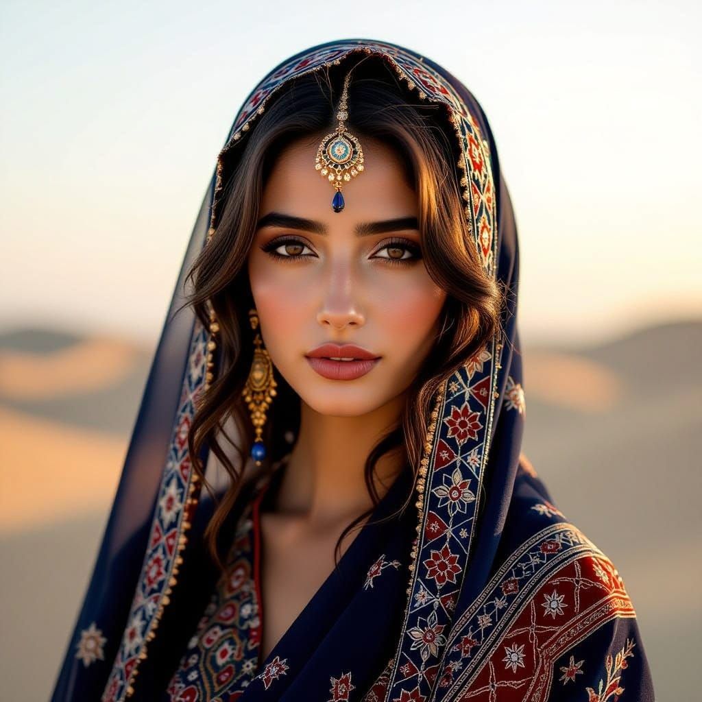 Iranian Woman Portrait in Golden Light