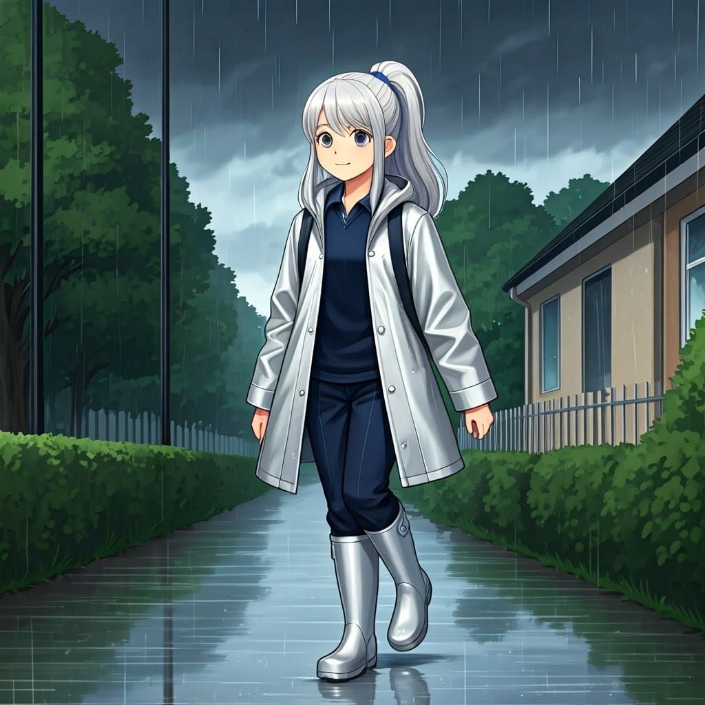 Girl Walking Home in the Rain