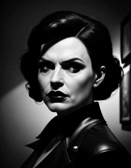 Film Noir Woman in Dimly Lit Room