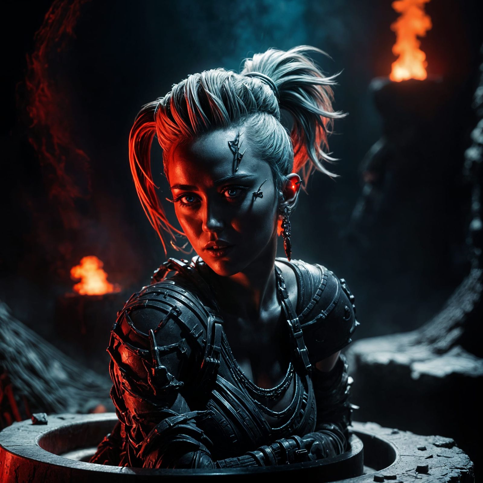 Dark Fantasy Sculpture in Apocalyptic Setting