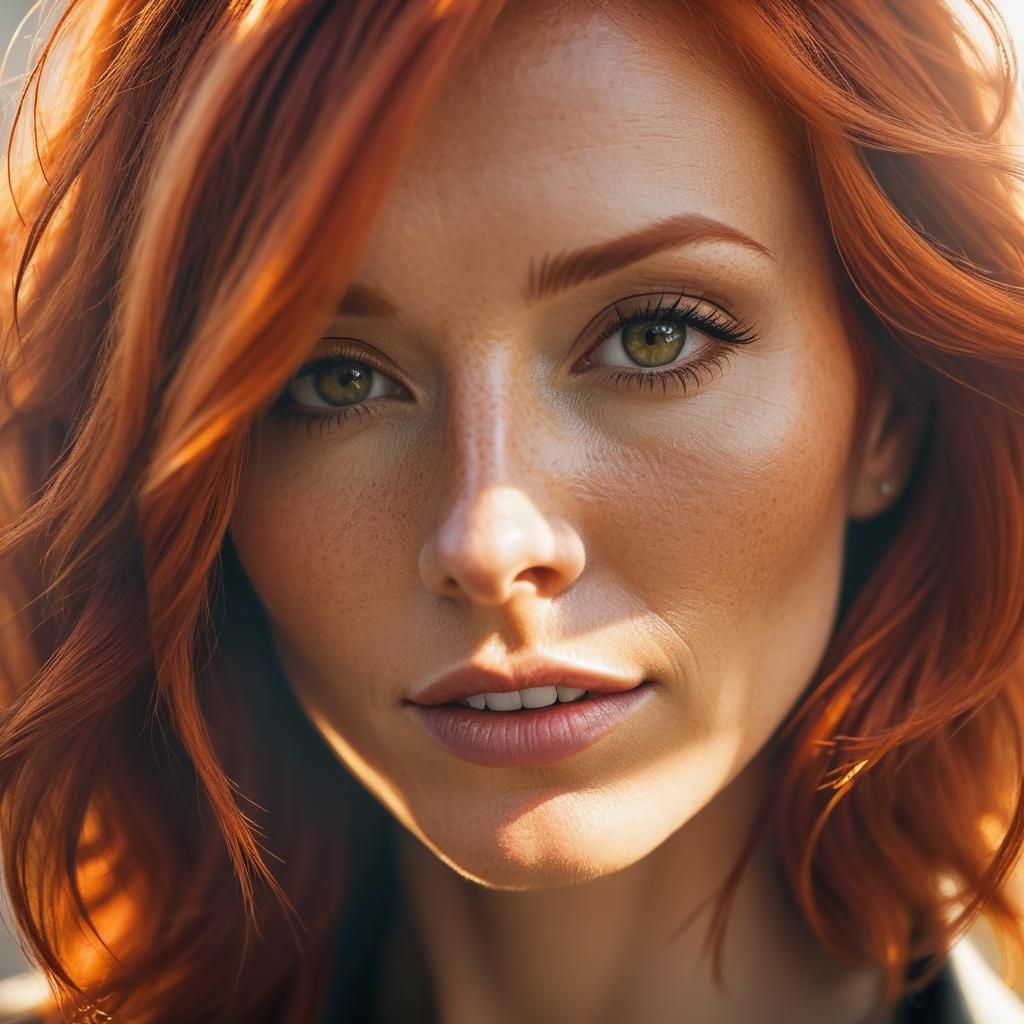Red-Haired Woman Portrait in Naturalistic Style
