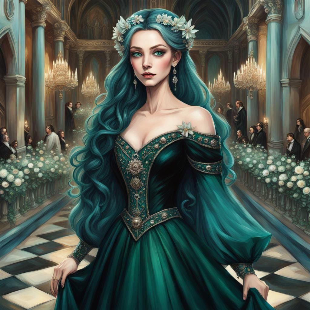 Hyperrealistic Fantasy Faerie in Castle Ballroom