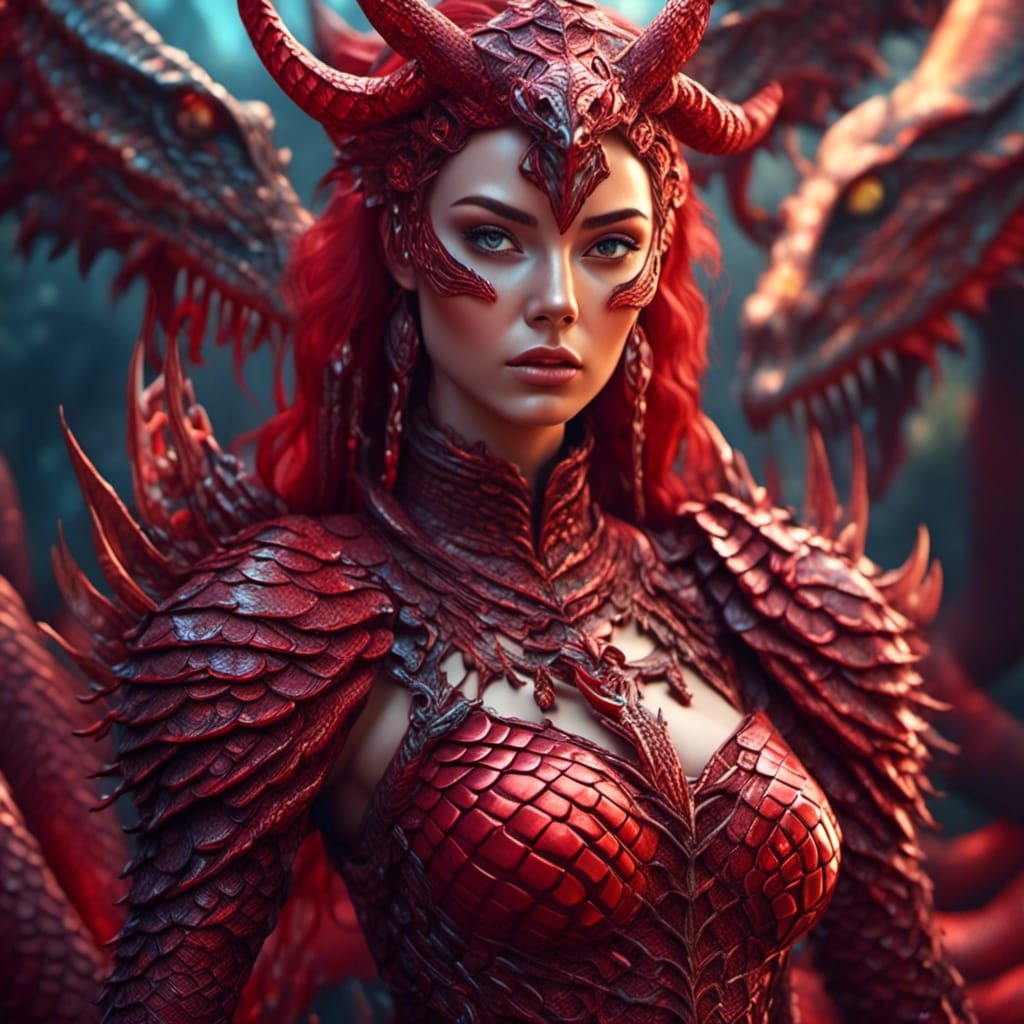 Anime Woman in Snake Armor Fantasy Portrait