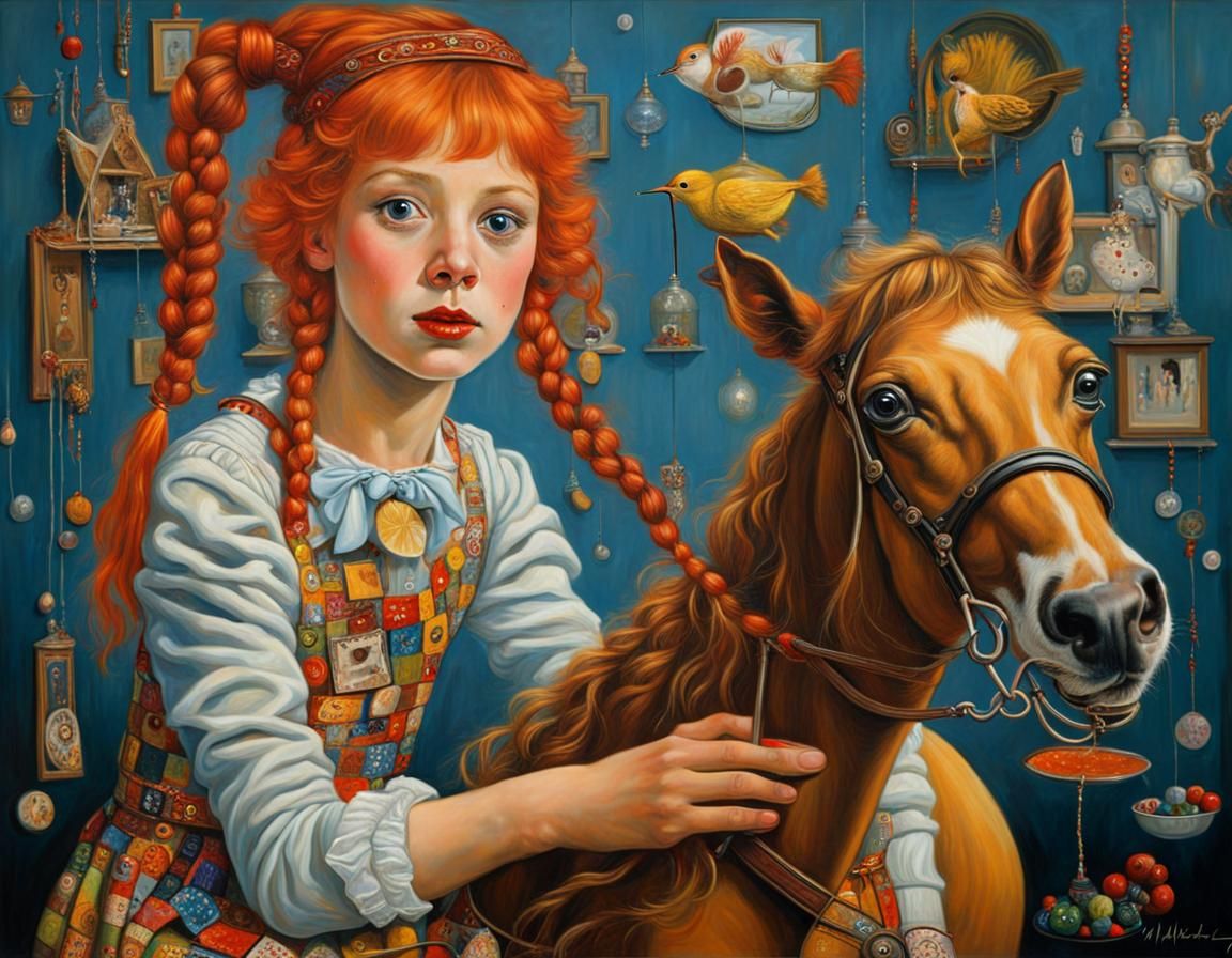 Pippi Longstocking in Surrealist Style