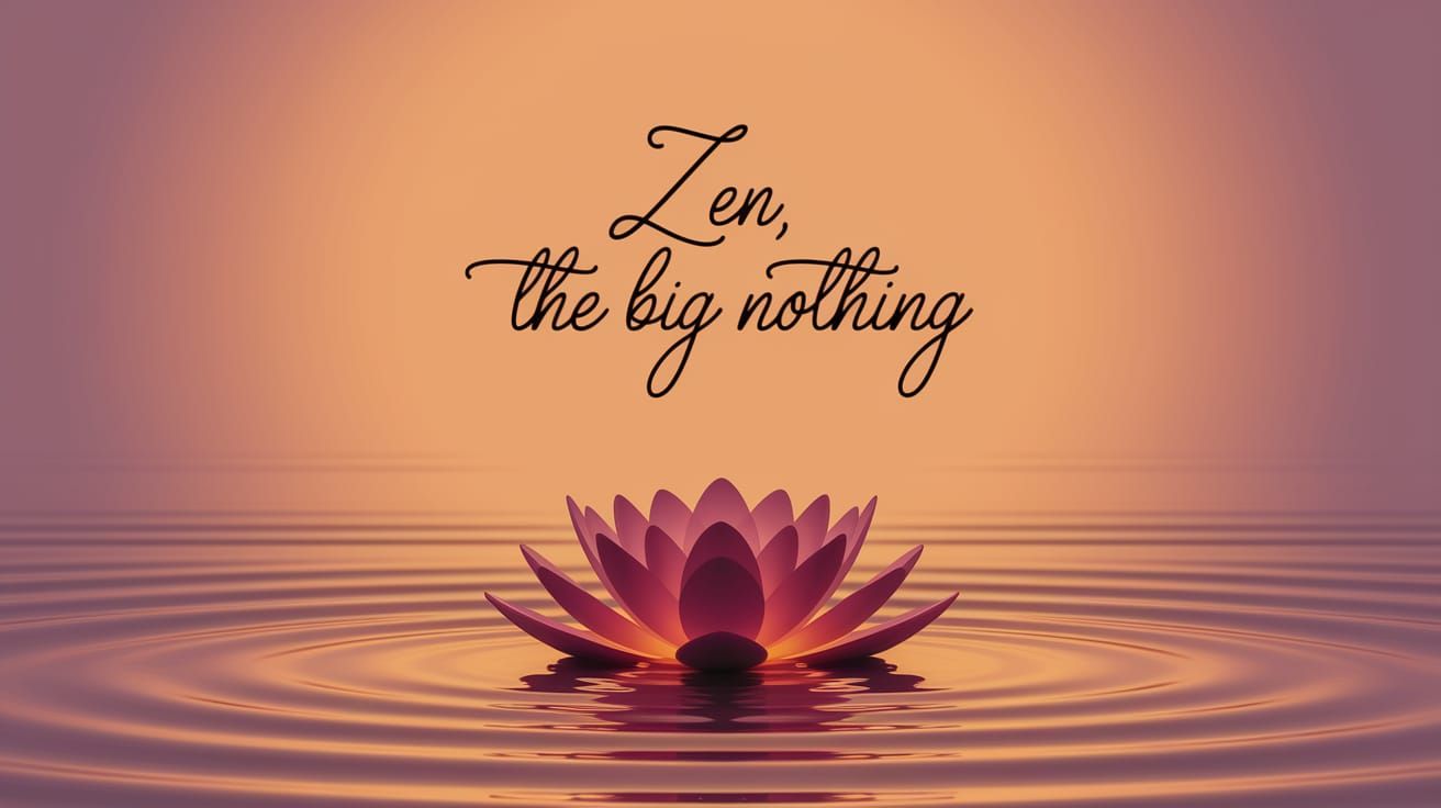 Serene Landscape with Lotus Flower and Zen Script